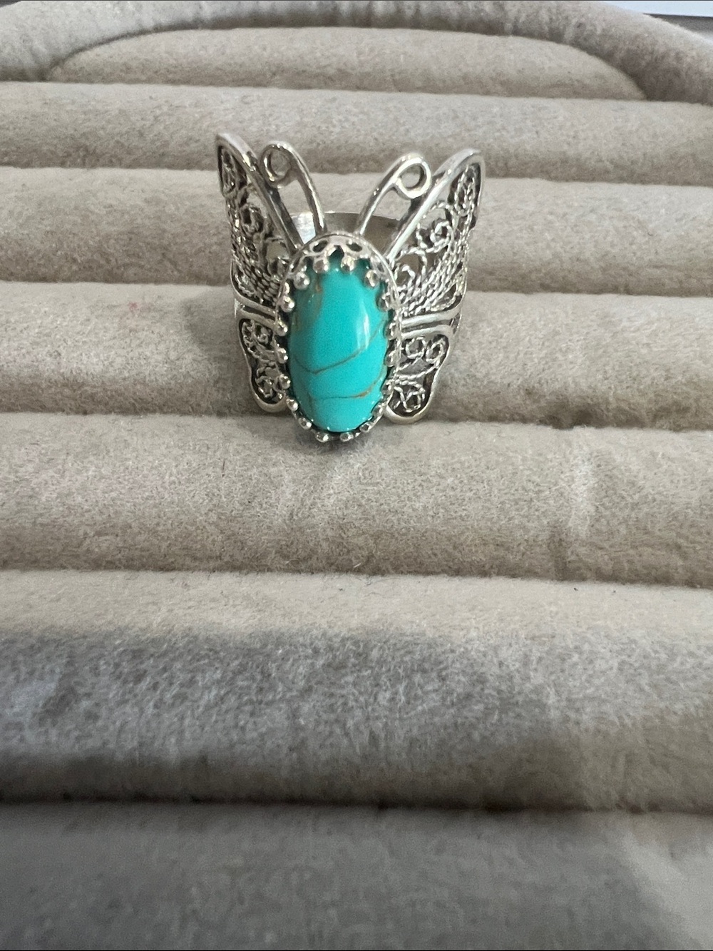 Turquoise Butterfly Filigree Ring — Women Jewelry